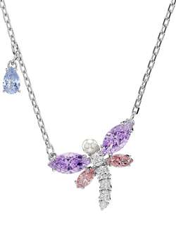 Swarovski Crystal and Pearl Dragonfly Pendant Necklace, Multi, Multi