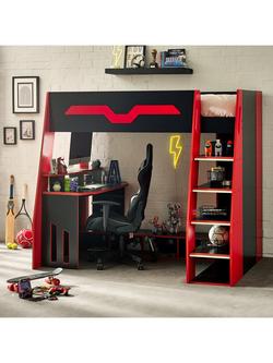 Julian Bowen Eagle Gaming High Sleeper Bed Frame, Black - view 2, Black