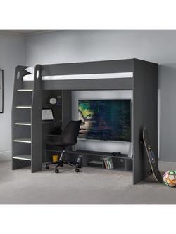 Julian Bowen Nebula Bed Frame with Desk, Grey, Grey