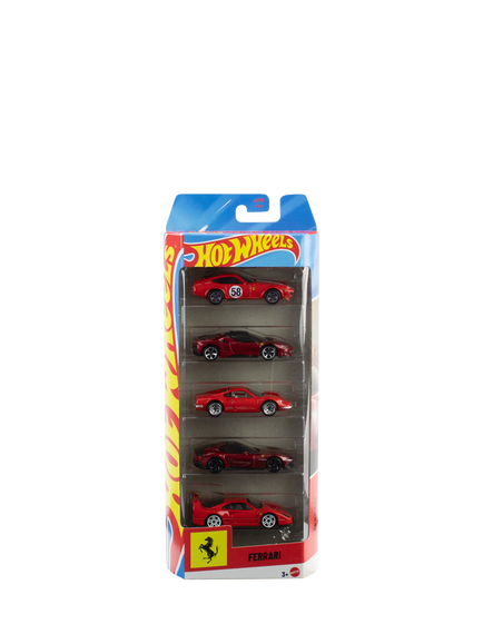 Hot Wheels Ferrari Toy Cars, Pack of 5, Red, Multi