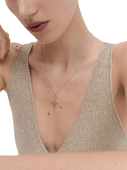 Ottoman Hands Northern Star Pendant Necklace, Silver - view 2, Silver