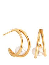 Astrid & Miyu Molten Illusion Pearl Hoop Earrings, Gold/White