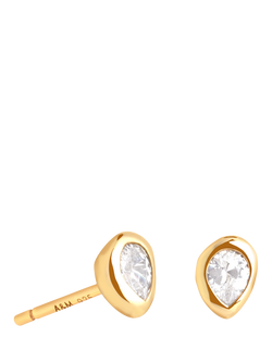Astrid & Miyu Pear Crystal Bezel Stud Earrings, Gold, Gold