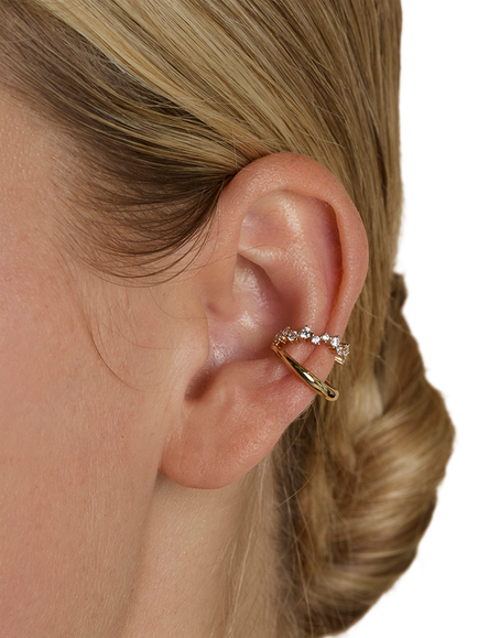 Astrid & Miyu Illusion Spiral Ear Cuff, Yellow Gold - view 2, Yellow Gold