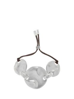 Reiss Ona Organic Cord Bracelet, Silver/Brown