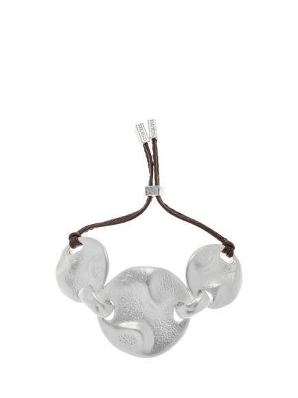 Reiss Ona Organic Cord Bracelet, Silver/Brown