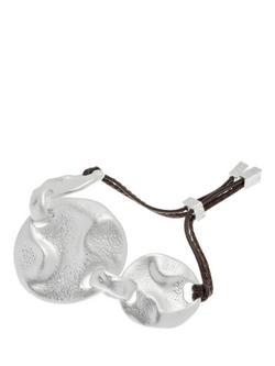 Reiss Ona Organic Cord Bracelet - view 2, Silver/Brown