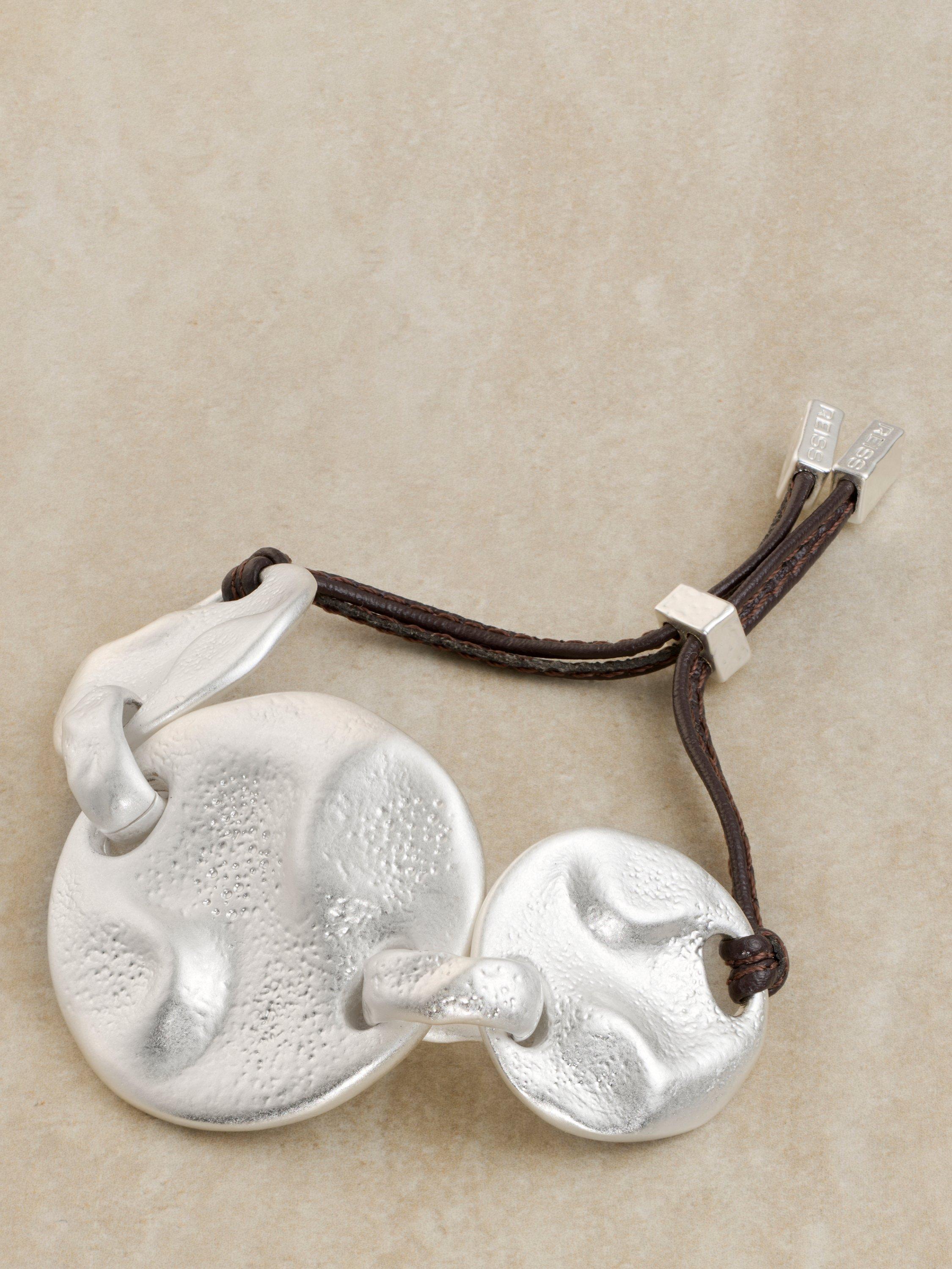 Product image 4 of 5, which shows Reiss Ona Organic Cord Bracelet, Silver/Brown