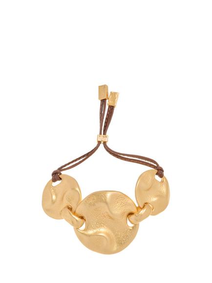 Reiss Ona Organic Cord Bracelet, Gold/Tan