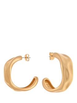 Reiss Halle Hammered Hoop Earrings - view 2, Gold