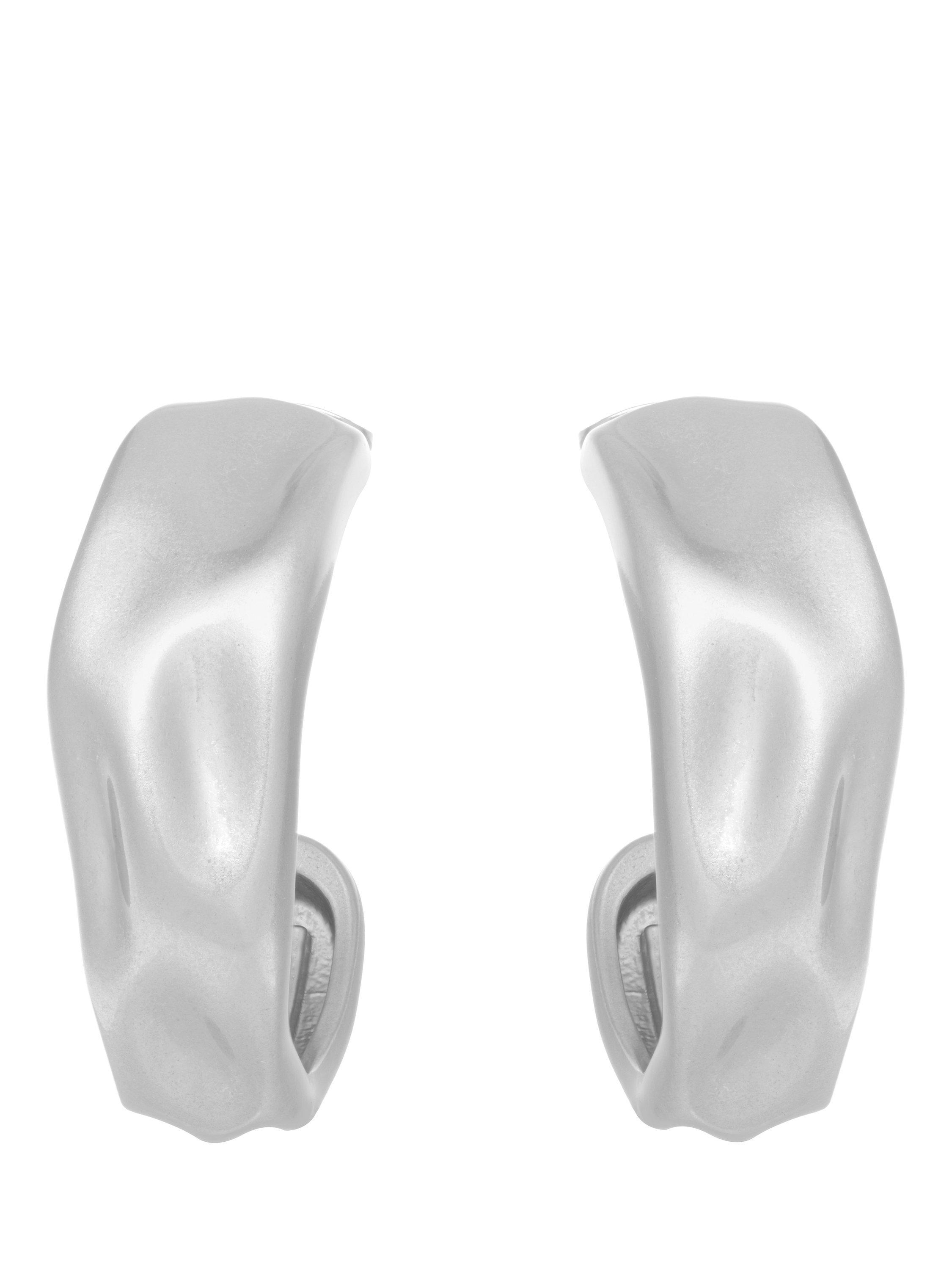 Product image 3 of 5, which shows Reiss Halle Hammered Hoop Earrings, Silver