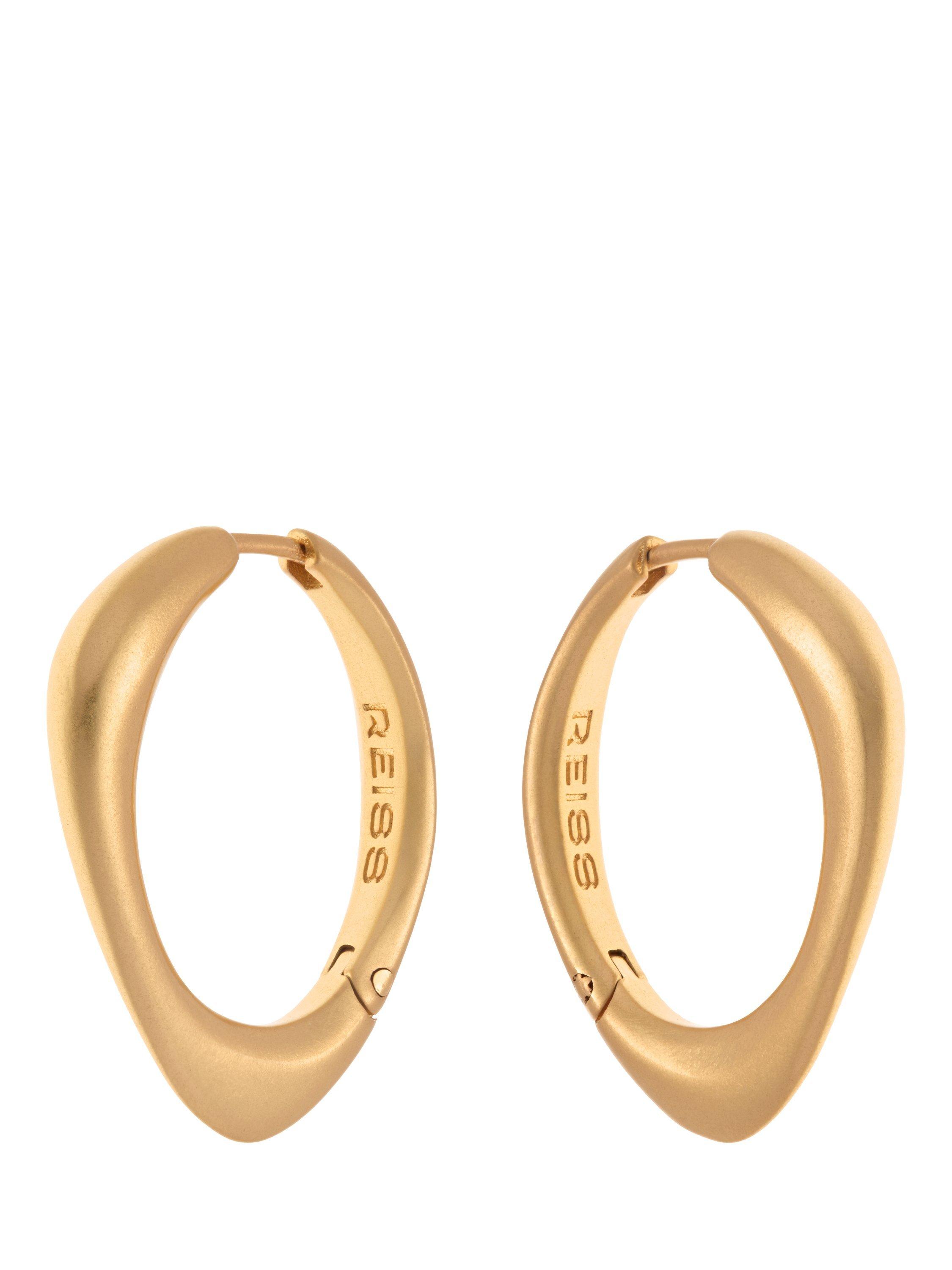 Product image 2 of 5, which shows Reiss Sofia Smooth Curve Hoop Earrings, Gold