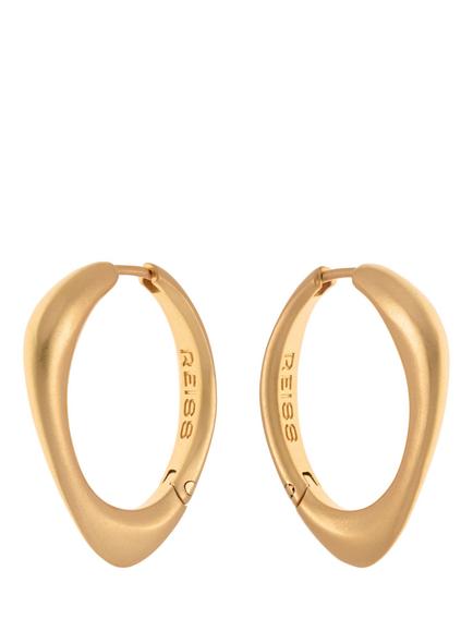 Reiss Sofia Smooth Curve Hoop Earrings, Gold - view 2, Gold