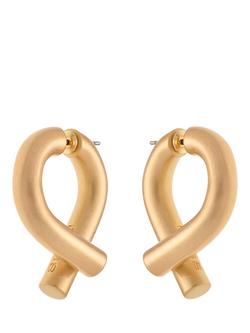 Reiss Taylor Tubular Metal Twist Earrings - view 2, Gold
