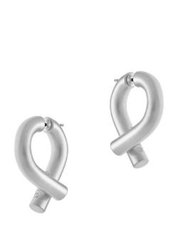 Reiss Taylor Tubular Metal Twist Earrings, Silver