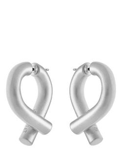 Reiss Taylor Tubular Metal Twist Earrings - view 2, Silver