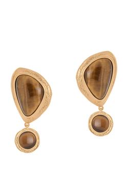 Reiss Tori Tumbled Stone Drop Earrings, Gold, Gold