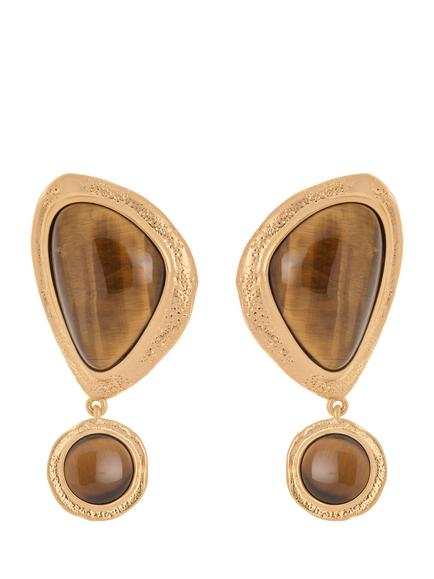 Reiss Tori Tumbled Stone Drop Earrings, Gold - view 2, Gold