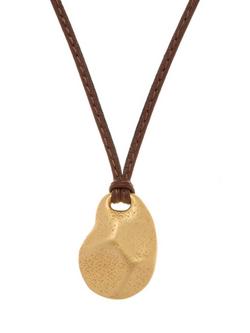 Reiss Opal Small Organic Cord Pendant Necklace - view 2, Gold/Tan