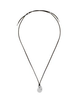 Reiss Opal Small Organic Cord Pendant Necklace, Silver/Brown