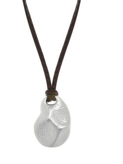 Reiss Opal Small Organic Cord Pendant Necklace - view 2, Silver/Brown