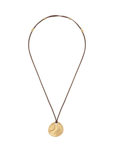 Reiss Orla Large Organic Cord Pendant Necklace, Gold/Tan, Gold/Tan
