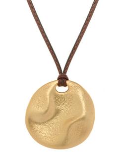 Reiss Orla Large Organic Cord Pendant Necklace, Gold/Tan - view 2, Gold/Tan