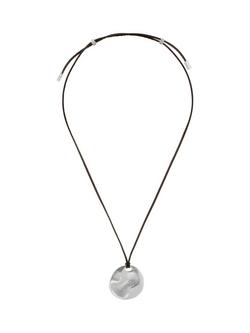 Reiss Orla Large Cord Pendant Necklace, Silver/Brown, Silver/Brown