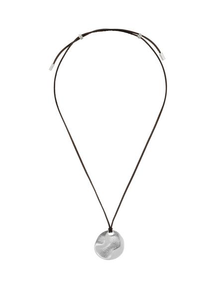 Reiss Orla Large Cord Pendant Necklace, Silver/Brown, Silver/Brown