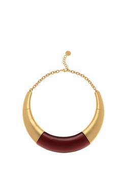 Reiss Paige Polished Resin Choker Necklace, Burgundy/Gold, Burgundy/Gold