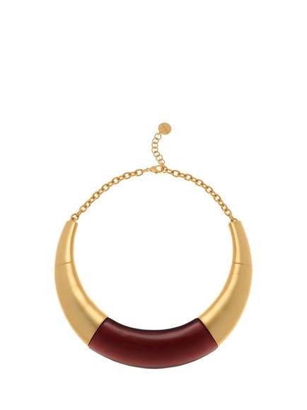 Reiss Paige Polished Resin Choker Necklace, Burgundy/Gold, Burgundy/Gold