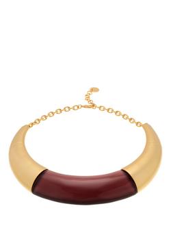 Reiss Paige Polished Resin Choker Necklace, Burgundy/Gold - view 2, Burgundy/Gold