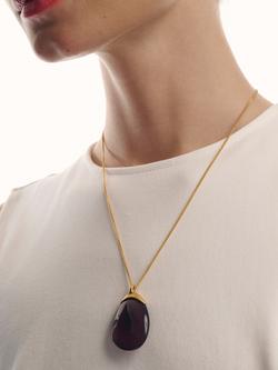 Reiss Pia Polished Resin Pebble Chain Pendant Necklace, Gold/Burgundy - view 2, Gold/Burgundy