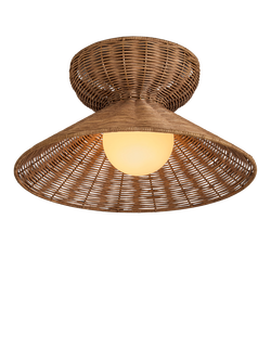 MADE Dorian Rattan Flush Ceiling Light, Natural, Natural