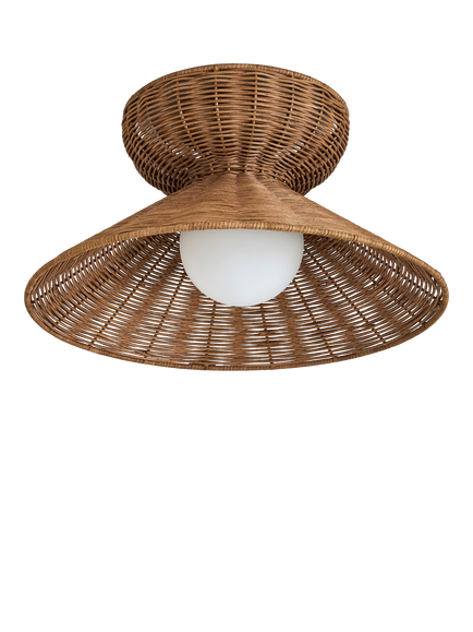 MADE Dorian Rattan Flush Ceiling Light, Natural - view 2, Natural