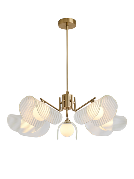 MADE Fadi 5 Arm Chandelier Pendant Ceiling Light, Brass, Brass
