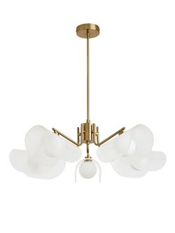 MADE Fadi 5 Arm Chandelier Pendant Ceiling Light, Brass - view 2, Brass