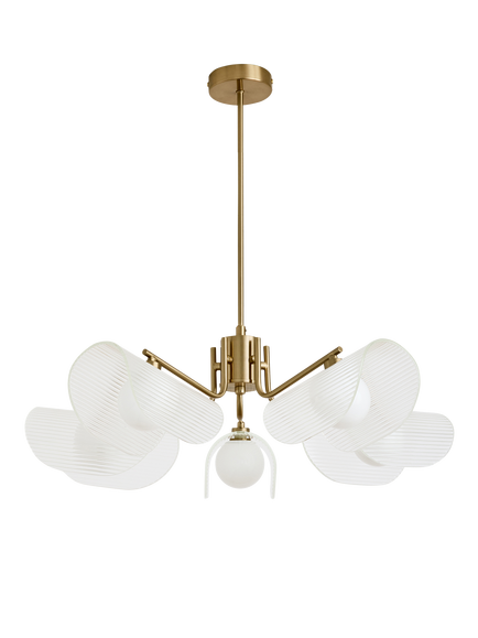 MADE Fadi 5 Arm Chandelier Pendant Ceiling Light, Brass - view 2, Brass