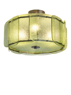 MADE Sacha Glass Flush Ceiling Light, Green, Green