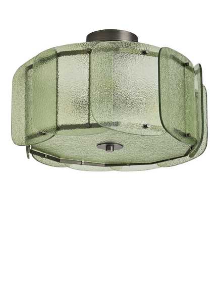MADE Sacha Glass Flush Ceiling Light, Green - view 2, Green