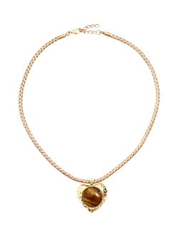 By Alona Cass Braided Tiger’s Eye Necklace, Gold, Gold