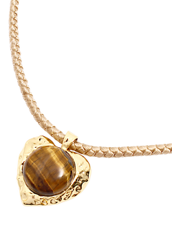 By Alona Cass Braided Tiger’s Eye Necklace, Gold - view 2, Gold