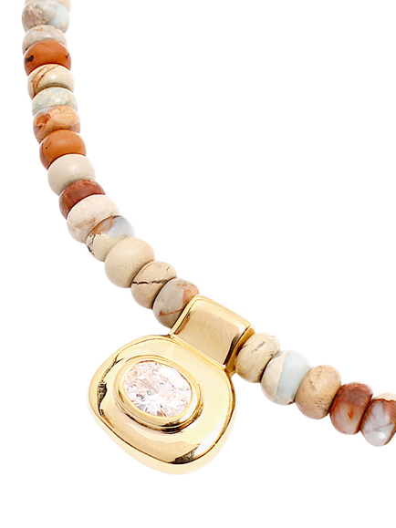 By Alona Dunaway Crystal Pendant Necklace, Gold / Jasper - view 2, Gold / Jasper
