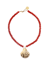 By Alona Jerry Beaded Shell Necklace, Gold Red