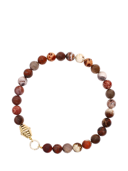 By Alona Joni Beaded Shell Necklace, Gold Jade, Gold Jade