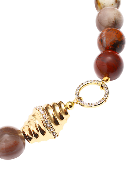 By Alona Joni Beaded Shell Necklace, Gold Jade - view 2, Gold Jade