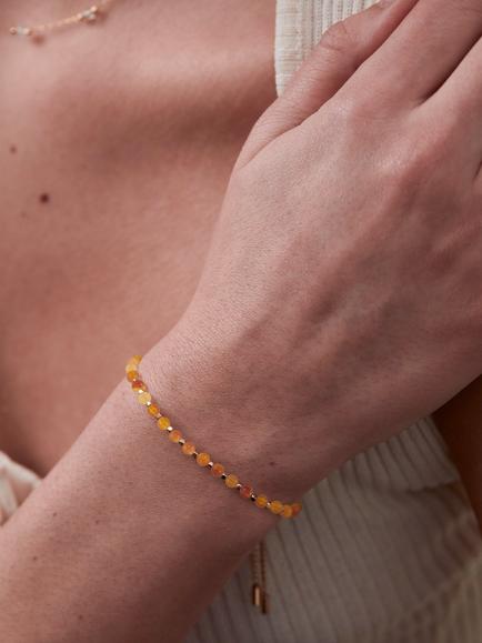 Estella Bartlett Courage Wellness Amelia Carnelian Beaded Bracelet, Gold - view 2, Gold