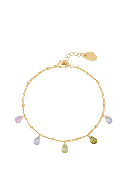 Estella Bartlett Live Colourfully Cubic Zirconia Drop Chain Bracelet, Gold, Gold