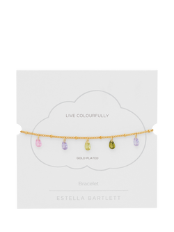 Estella Bartlett Live Colourfully Cubic Zirconia Drop Chain Bracelet, Gold - view 2, Gold