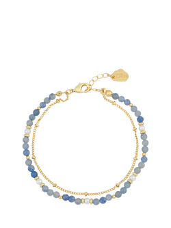 Estella Bartlett Follow The Fun Mixed Pearl and Aventurine Layered Chain Bracelet, Gold, Gold